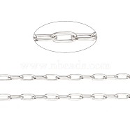 304 Stainless Steel Paperclip Chains, Soldered, with Spool, Stainless Steel Color, 3x1.5x0.3mm, about 32.8 Feet(10m)/roll(CHS-F010-01A-P-01)