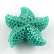 Dyed Synthetical Coral Beads, Starfish/Sea Stars, Medium Aquamarine, 20x19x7mm, Hole: 1.5mm(CORA-R011-23E)