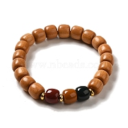Wood Bead Bracelets, with Alloy Beads and Gemstone Beads, Buddhist Jewelry, Stretch Bracelets, Peru, 9mm, Inner Diameter: 2 inch(5.2cm)(BJEW-B080-27C)