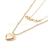 Double Chains Multi Layered Necklaces with Heart and Word Forever Pendants, Ion Plating(IP) 304 Stainless Steel Jewelry for Women, Golden, 14.96 inch(38cm)(NJEW-D296-01G)