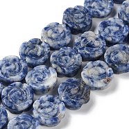 Natural Sodalite Beads Strands, Carved Rose, 15.5~16x4.5~5.5mm, Hole: 1mm, about 25pcs/strand, 15.55''(39.5cm)(G-B065-B13)