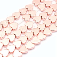 Electroplate Non-magnetic Synthetic Hematite Beads Strands, Grade AA, Long-Lasting Plated, Heart, Rose Gold Plated, 6x6x2mm, Hole: 1mm, about 78pcs/strand, 15.7 inch(40cm)(G-L485-13B-RG)