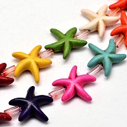 Starfish/Sea Stars Synthesis Turquoise Bead Strands, Dyed, Mixed Color, 14x5mm, Hole: 1mm, about 26pcs/strand, 15.7 inch(X-G-M150-03)