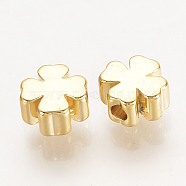 Brass Spacer Beads, Nickel Free, Real 18K Gold Plated, Clover, 5x5x3mm, Hole: 1mm(KK-Q735-228G)
