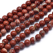 Natural Brecciated Jasper Beads Strands, Round, 6mm, Hole: 0.8mm, about 66pcs/Strand, 15.94 inch(40.5cm)(G-F678-43)
