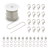 DIY Chains Bracelet Necklace Making Kit, Including Brass Round Snake Chain, Alloy Clasps, Iron Jump Rings & Folding Crimp Ends, Platinum, Chain: 5m/set(DIY-YW0005-83P)