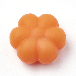 Food Grade Eco-Friendly Silicone Beads, Chewing Beads For Teethers, DIY Nursing Necklaces Making, Flowerr, Orange, 14x13x6mm, Hole: 2mm(SIL-N001-03K)