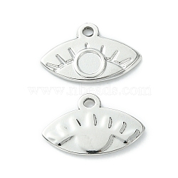 304 Stainless Steel Pendant  Cabochon Settings, Eye, Stainless Steel Color, Tray: 3.7mm, 11x17.5x1.5mm, Hole: 1.4mm(STAS-L269-021P)