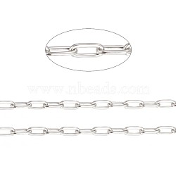 Tarnish Resistant 304 Stainless Steel Paperclip Chains, Soldered, Stainless Steel Color, 3x1.5x0.3mm, about 32.8 Feet(10m)/roll(CHS-F010-01A-P-01)