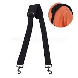 Polyester Webbing Bag Straps, with Shoulder Pad & Alloy Swivel Eye Bolt Snap Hooks, Black, 84.5~150cm(FIND-WH0126-269)