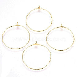 Brass Wine Glass Charms Rings, Hoop Earring Findings, DIY Material for Basketball Wives Hoop Earrings, Nickel Free, Real 18K Gold Plated, 37x35x0.7mm, 21 Gauge(KK-R112-037C-NF)