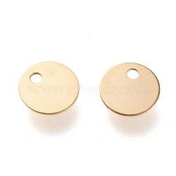 304 Stainless Steel Charms, Laser Cut, Stamping Blank Tag, Flat Round, Golden, 6x0.3mm, Hole: 1mm(STAS-K195-12G-01)