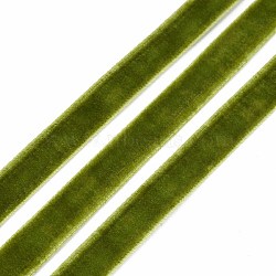 Single Face Velvet Ribbon, Dark Olive Green, 3/8 inch(9.5~10mm), about 50yards/roll(45.72m/roll)(SRIB-T004-01-25)