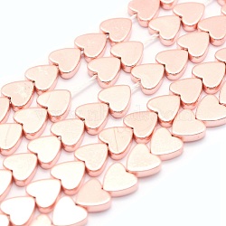 Electroplate Non-magnetic Synthetic Hematite Beads Strands, Grade AA, Long-Lasting Plated, Heart, Rose Gold Plated, 6x6x2mm, Hole: 1mm, about 78pcs/strand, 15.7 inch(40cm)(G-L485-13B-RG)