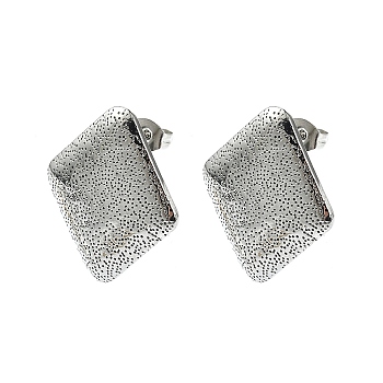 304 Stainless Steel Stud Earring Findings, with Loop, Rhombus, 25x22mm, Hole: 2.5mm, Pin: 10.5x0.5mm