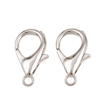 Alloy Lobster Claw Clasp, Stainless Steel Color, 25x15x4.5mm, Hole: 2.7mm