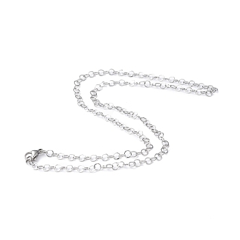 201 Stainless Steel Rolo Chain Necklace for Men Women, Stainless Steel Color, 18.90 inch(48cm)