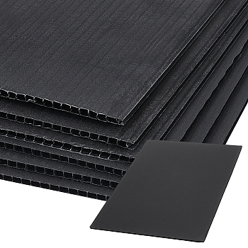 Plastic Corrugated Craft Sheets, Rectangle, Black, 303x200x3mm