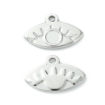 304 Stainless Steel Pendant  Cabochon Settings, Eye, Stainless Steel Color, Tray: 3.7mm, 11x17.5x1.5mm, Hole: 1.4mm