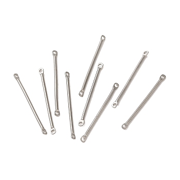 304 Stainless Steel Connector Charms, Bar Links, Stainless Steel Color, 25x2x1mm, Hole: 1mm