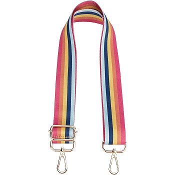 Polyester Adjustable Bag Strap, with Alloy Clasps, for Bag Replacement Accessories, Stripe Pattern, 71~127x3.8cm