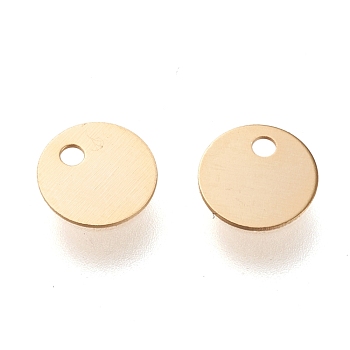 304 Stainless Steel Charms, Laser Cut, Stamping Blank Tag, Flat Round, Golden, 6x0.3mm, Hole: 1mm