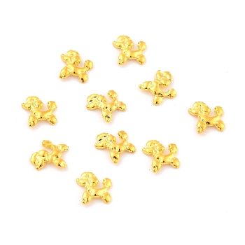 Alloy Nail Art Decoration Accessories, Fashion Nail Care, Poodle/Dog, Gold, 8.5x8x1mm