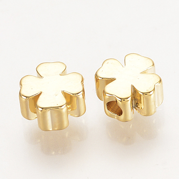 Brass Spacer Beads, Nickel Free, Real 18K Gold Plated, Clover, 5x5x3mm, Hole: 1mm