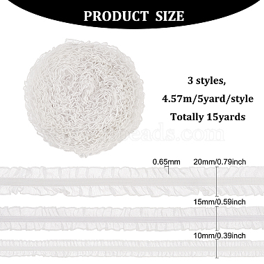 15 Yards 3 Styles Pleated Chiffon Elastic Lace Trim(OCOR-FG0001-77)-2