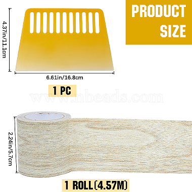 1 Roll Non-woven Fabrics Imitation Wood Grain Adhesive Tape(DIY-GF0008-77C)-2