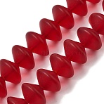 Frosted & Baking Paint Transparent Glass Beads Strands, Rondelle, Red, 14x10mm, Hole: 1.2mm, about 60pcs/strand, 23.62''(60cm)(GL-CBA2ED2-02)