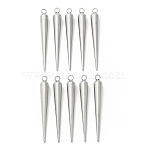 304 Stainless Steel Pendants, Cone Charm, Nickel Free, Stainless Steel Color, 45x6mm, Hole: 2.5mm(X-STAS-F327-01P)