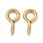 304 Stainless Steel Eye Pin Peg Bails, For Half Drilled Beads, Ion Plating(IP), Real 18K Gold Plated, 10x5x1.5mm, Hole: 2.5mm, Pin: 1.5mm(STAS-Z178-11G)