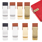 8Pcs 4 Colors Stainless Steel & Iron Pen Clips, with Leather Ring, Office Supplies, Rectangle, Mixed Color, 68~69x21~21.5x10mm, 2pcs/color(AJEW-FH0006-40)