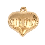 304 Stainless Steel Pendants, Ion Plating(IP), Heart Charm, Golden, 21x20x9mm, Hole: 1.8mm(STAS-A119-01G)