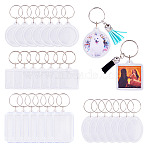 32Pcs 4 Styles Acrylic Keychain, with Iron Split Key Rings, Mixed Shapes, Clear, 77~91mm, Pendants: 47x42x6mm, 8pcs/style(KEYC-TA0001-29)