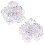 2Pcs Iron & ABS Imitation Pearl Shoe Buckle Clips, Shoes Decoration, Flower, White, 53x53x25mm(DIY-FH0008-23)