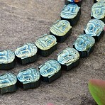 Electroplated Buddha Non-magnetic Synthetic Hematite Bead Strands, Green Plated, 8x7x4mm, Hole: 1mm, about 49pcs/strand, 15.9 inch(G-E295-12D)