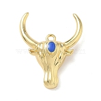 Brass Enamel Pendants, Cattle Head Charms, Long-Lasting Plated, Cadmium Free & Lead Free, Real 18K Gold Plated, 21x17x7mm, Hole: 1.4mm(KK-P342-08G)