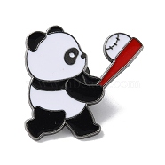 Sports Theme Panda Enamel Pins, Gunmetal Alloy Brooch for Backpack Clothes, Baseball, 28x30mm(JEWB-P026-A09)