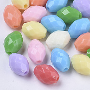 Opaque Acrylic Beads, Oval, Faceted, Mixed Color, 10x7mm, Hole: 1.6mm, about 1600pcs/500g(SACR-R245-07)