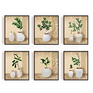 Chemical Fiber Oil Canvas Hanging Painting, Home Wall Decoration, Rectangle, Leaf Pattern, 250x200mm, 6 style, 1pc/style, 6pcs/set(AJEW-WH0173-151)