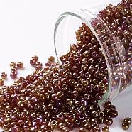 TOHO Round Seed Beads, Japanese Seed Beads, (165D) Transparent AB Ruby Hyacint, 11/0, 2.2mm, Hole: 0.8mm, about 1110pcs/10g(X-SEED-TR11-0165D)