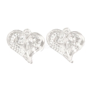 Valentine's Day Transparent Acrylic Pendants, Heart & Flower Charms, Clear, 27.5x29x4.5mm, Hole: 2.8mm, about 312pcs/500g(TACR-G048-02A)
