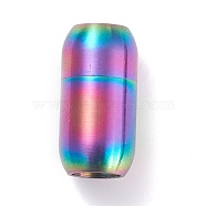 Ion Plating(IP) 304 Stainless Steel Magnetic Clasps with Glue-in Ends, Column, Rainbow Color, 19x10mm, Hole: 6mm(STAS-G239-13C)