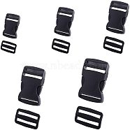 Plastic Adjustable Quick Side Release Buckles & Buckle Clasps, for Luggage Straps Backpack Repairing, Rectangle, Black, 23x27.5x4mm, Hole: 4x21mm, 80pcs/set(KY-NB0001-11)