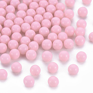 Opaque Acrylic Beads, No Hole, Round, Pink, 4mm, about 14000pcs/500g(MACR-S373-62A-04)