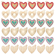 36Pcs 3 Style Alloy Enamel Pendants, Heart, Mixed Color, 19~20x17.5~20x1.5mm, Hole: 1.5~1.8mm, 12pcs/style(ENAM-DR0001-01)