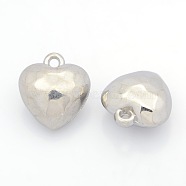 CCB Plastic Heart Pendants, Faceted, Platinum, 20x18x11mm, Hole: 2mm(CCB-J030-63P)