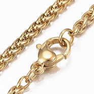 304 Stainless Steel Rope Chain Necklaces, with Lobster Claw Clasps, Golden, 16.14 inch(41cm), 2.5mm(NJEW-H467-02G)